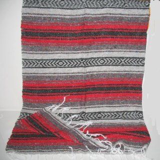 Shop Large Red/black Mexican Falsa Blanket Yoga Mat at the  Home Dcor Store