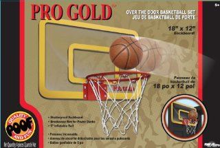 POOF Slinky 455BL POOF Pro Gold Over The Door 18 Inch Breakaway Rim Basketball Hoop Set with Clear Shatterproof Backboard and 5 Inch Inflatable Ball: Toys & Games
