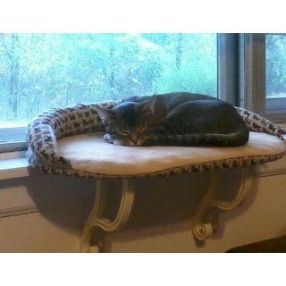 K&H Kitty Sill Deluxe Bolster Cat Bed, 14 Inch by 24 Inch, Tan Kitty Print  Pet Beds 