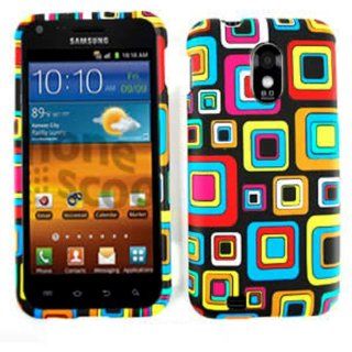 ACCESSORY MATTE COVER HARD CASE FOR SAMSUNG EPIC 4G TOUCH D710 ABSTRACT RAINBOW SQUARES: Cell Phones & Accessories