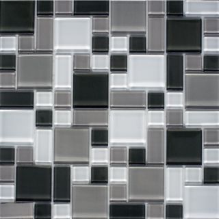 Instant Mosaic 6 Pack White and Grey Glass Mosaic Indoor/Outdoor Wall Tile (Common: 12 in x 12 in; Actual: 12 in x 12 in)