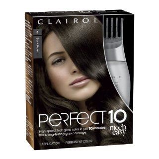 Clairol Perfect 10 By Nice 'N Easy Hair Color 004 Dark Brown 1 Kit (Pack of 3): Health & Personal Care