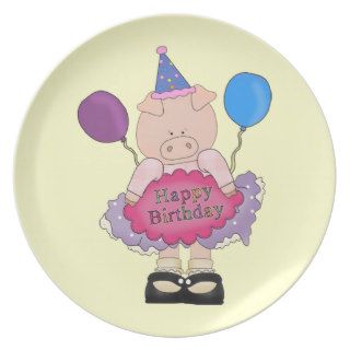 Happy Birthday Pig Dinner Plates