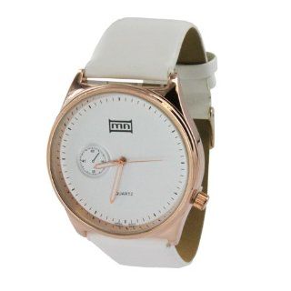 Mark Naimer Men's Fashion Watch in Rose Gold Color Round Case with White Dial and Leather Strap Bands Watches