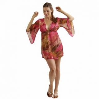 Pink & Yellow Snake Skin Print Plus Size Sheer Beach Cover Up Tunic Dress at  Womens Clothing store