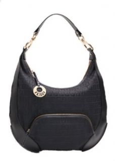 Fendi 8BR465 Black Fabric Hobo Bag   Leather Trim Clothing