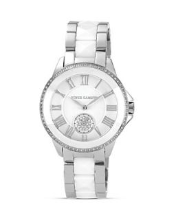 VINCE CAMUTO Two Tone White Ceramic and Silver Tone Watch, 38mm's