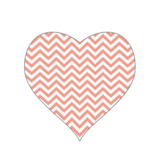 Chevron Stripes Background // Coral Peach Heart Sticker