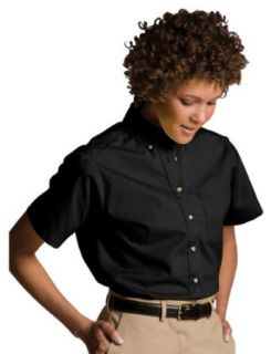 Ed Garments Women's Button Down Short Sleeve Poplin Shirt: Clothing