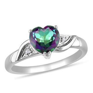 Heart Shaped Mystic Fire® Topaz and Diamond Accent Ring in 10K White