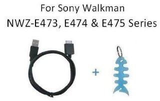 HappyZone USB Data Cable + Fishbone Style Keychain for Sony Walkman NWZ E473, NWZ E474 and NWZ E475 MP3 Player: MP3 Players & Accessories