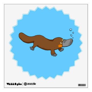 Cute swimming duck billed platypus wall decal