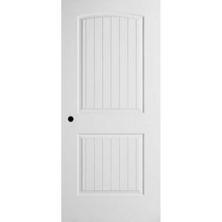 ReliaBilt 2 Panel Round Top Plank Hollow Core Smooth Molded Composite Right Hand Interior Single Prehung Door (Common: 80 in x 30 in; Actual: 80 in x 30 in)