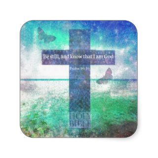 Psalm 4610  Encouraging Bible Verse Square Sticker