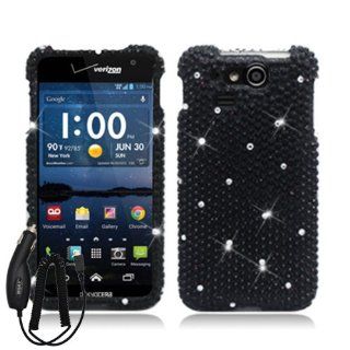 KYOCERA HYDRO ELITE C6750 BLACK DIAMOND BLING COVER HARD CASE + FREE CAR CHARGER from [ACCESSORY ARENA]: Cell Phones & Accessories