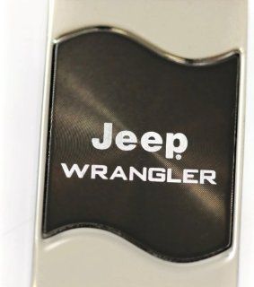 Jeep Wrangler Rectangular Wave Black Key Fob Authentic Logo Key Chain Key Ring Keychain Lanyard: Automotive