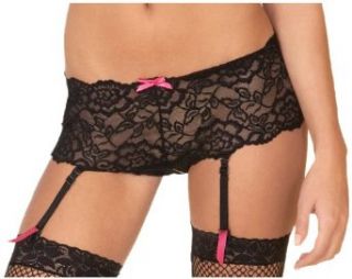 Rene Rofe Women's Crotchless Lace Boyleg with Removable Garters: Garter Belts And Stocking Sets: Clothing
