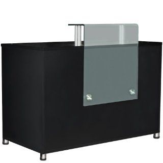 Elegant Black Reception Desk with Glass Counter RD 21BLK: Beauty