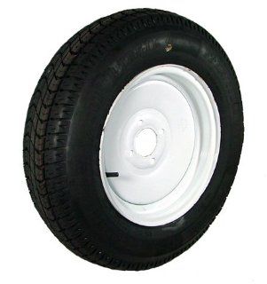 13" x 4.5" White Plain Trailer Wheel with bias ST17580D13C Tire Mounted (4 4" bolt circle): Automotive