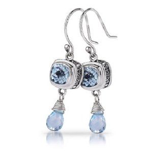 Sara Blaine Rhapsody Collection Blue Topaz and Sterling Silver Earrings E 493: Jewelry