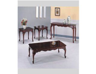 4 pc Queen Anne Cocktail Table with Sofa Table in Cherry Finish ADS4041a, 4041a sf   Coffee Tables