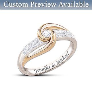 Lover's Knot Personalized Diamond Ring: Romantic Jewellery Gift: Jewelry