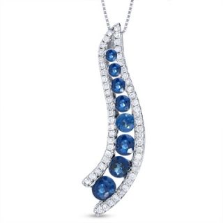 Sapphire Journey Pendant in 14K White Gold with Diamond Accents