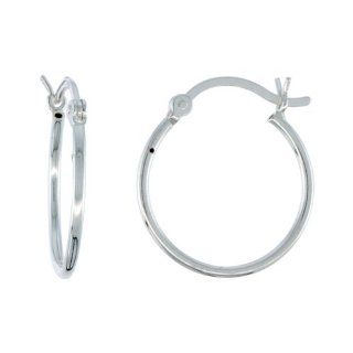 Sterling Silver Tube Hoop Earrings with Post Snap Closure, 1mm thin 11/16 inch round: Jewelry