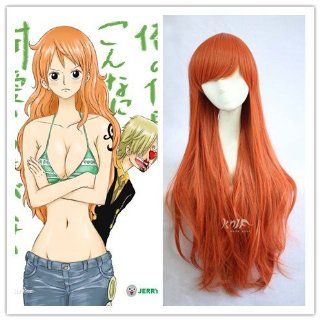 ONE Piece Nami Long Wave Orange Wig with Bang Women Free Shipping Anime Cosplay Wig Party+free Wig Cap Os501k : Hair Replacement Wigs : Beauty