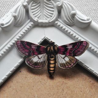 black & cream wooden butterfly brooch by artysmarty