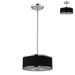Z Lite Cameo 11.75 in W Chrome Pendant Light with Fabric Shade