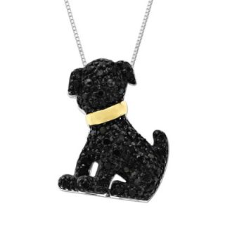 CT. T.W. Enhanced Black Diamond Dog Pendant in Black Rhodium