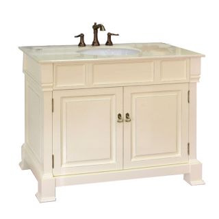 Bellaterra Home 42 in x 22.5 in Cream White (Rub Edge) Undermount Single Sink Bathroom Vanity with Natural Marble Top