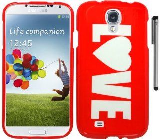 Red Love Design Hard Cover Case with ApexGears Stylus Pen for Samsung Galaxy S4 IV i9500 by ApexGears: Cell Phones & Accessories