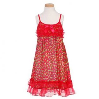 Laura Dare Little Girls Red Animal Print Nightgown 6X: Clothing