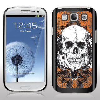 Samsung Galaxy S3 Case   Orange Grunge Skull   Black Protective Hard Case: Cell Phones & Accessories
