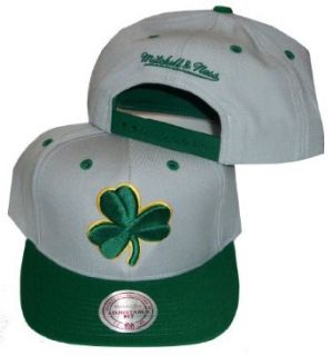 Boston Celtics Two Tone White / Green Snapback Adjustable Plastic Snap Strap Back Hat / Cap: Clothing