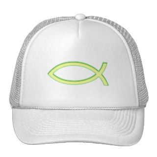 Ichthus   Christian Fish Symbol   Light Green Hat