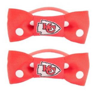 NFL Kansas City Chiefs Bow Pigtail Holder : Sports Fan Headbands : Clothing