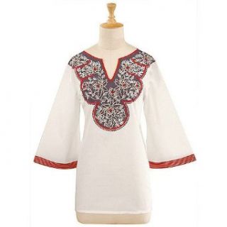 Art Deco Ceramic Tiles Embroidered Tunic (3X Tall): Clothing