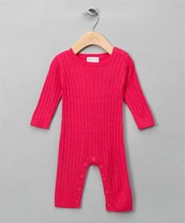 cable knit bodysuit bright pink by bamboo baby