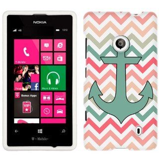 Nokia Lumia 521 Anchor Chevron Peach Pink Green Red Pattern Phone Case Cover: Cell Phones & Accessories