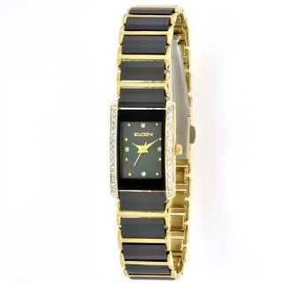 Elgin Women's EG523G Gold tone Black Ceramic Austrian Crystal Accented Watch: Elgin: Watches