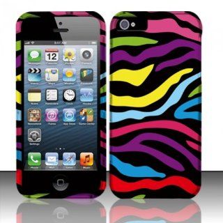 Importer520 For Apple iPhone 5 (AT&T/Verizon/Sprint/Cricket)   Rubberized Design Hard Cover Case   Rainbow Zebra: Cell Phones & Accessories