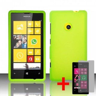 NOKIA LUMIA 521 SOLID NEON GREEN RUBBERIZED COVER SNAP ON HARD CASE + SCREEN PROTECTOR from [ACCESSORY ARENA]: Cell Phones & Accessories