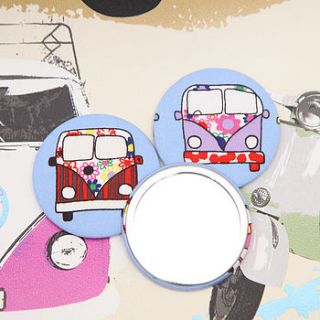 camper van handbag mirror with pouch by red berry apple