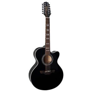 Takamine G Series EG523SCB 12 Jumbo 12 String Acoustic Electric Guitar, Black: Musical Instruments