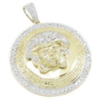 Mens 10k Yellow gold Versace medusa diamond pendant LP528Y: Jewelry