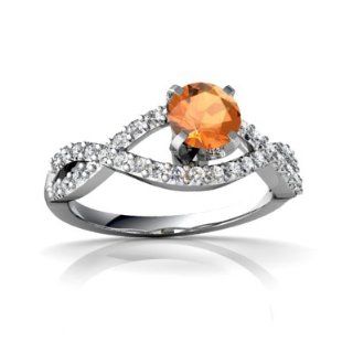 Genuine Fire Opal 14kt White Gold engagement Ring: Jewelry