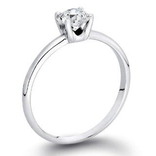 0.45 ct. Round Diamond Solitaire Engagement Ring in 14k White Gold: Natural Diamond: Jewelry